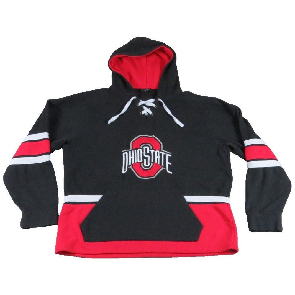 Colosseum Ohio State Buckeyes Lace Up Hoodie Men XL Hockey Pullover Sweatshirt